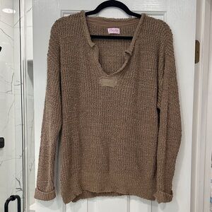 Pink Lily Brown Knit Sweater